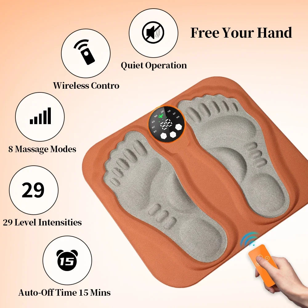 3D Smart Foot Massager Pad – 8 Modes, 29 Levels TENS/EMS for Foot & Calf Muscle Relief