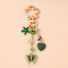 Enamel Flower & Butterfly Heart Keychain – Cute Love Key Ring Handbag Charm Pendant for Women & Girls