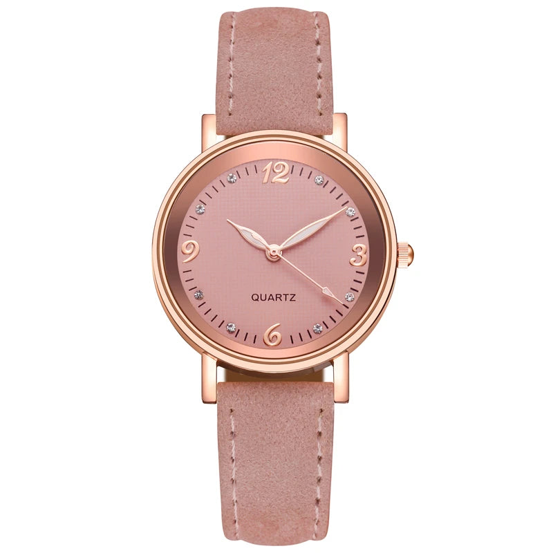 Women's 35mm Arabic Dial Leather Strap Watch - Casual Analog Quartz
