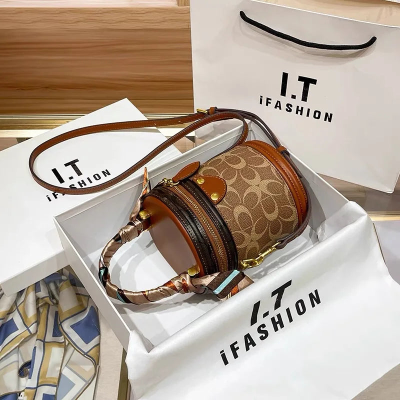 Minimalist Contrast Color Small Box Crossbody Bag for Women High-End Portable Satchel