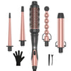 5-in-1 Instant Heating Curling Iron Set – Electric Hot Air Brush with Ceramic & Titanium Barrels for Women