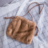 Luxury Women's Mink Fur Bucket Bag with Leather Strap — Casual High-End Shoulder Tote