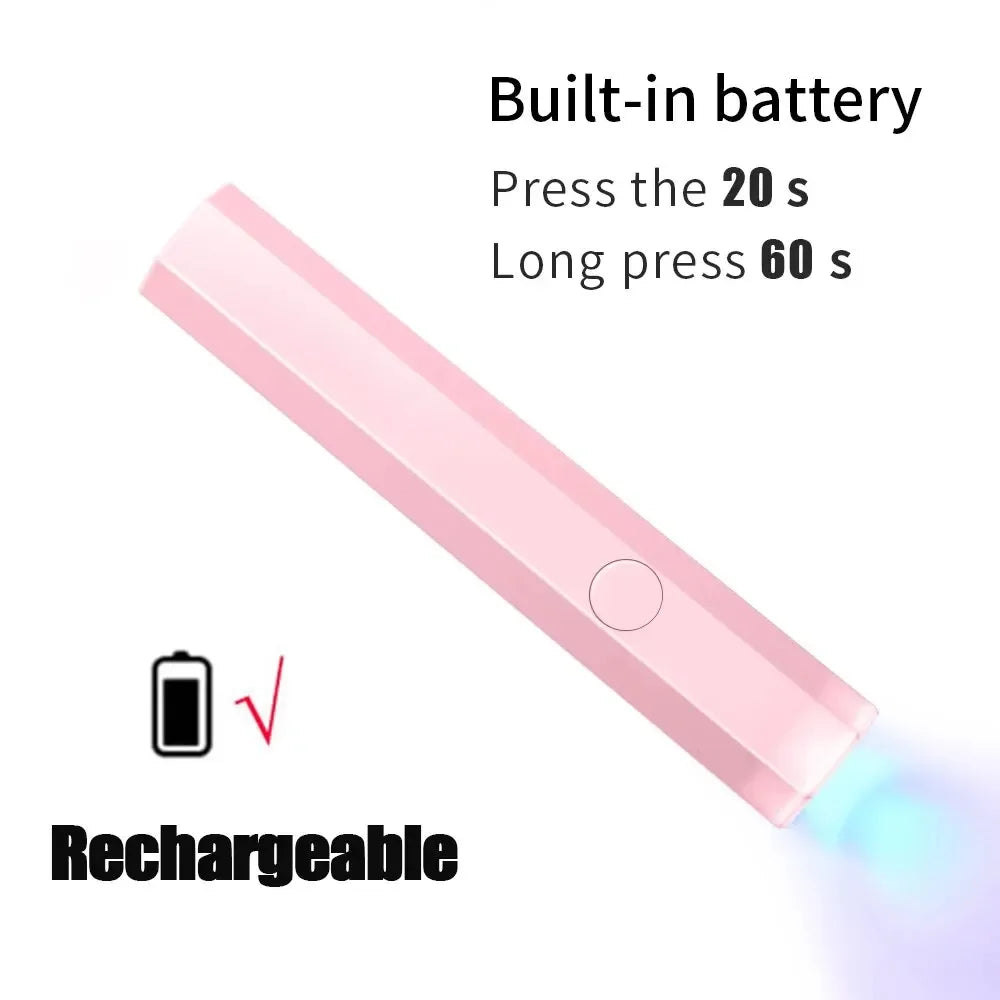 Portable Handheld Mini UV LED Nail Lamp – USB Type-C Rechargeable 3W Gel Polish Dryer for Quick Cure