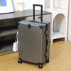 Aluminum Frame Spinner Luggage – Hardside Polycarbonate Suitcase 20/24/26/28 in (50/61/66/71 cm) with Built-in Combination Lock & Leather Trim