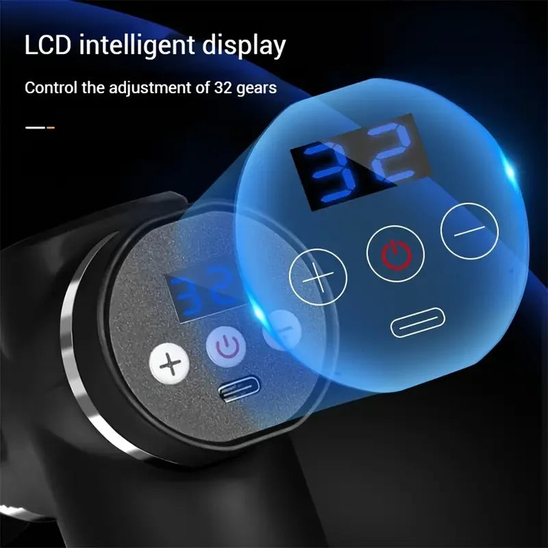 Mini Percussion Massage Gun - Portable Fascia & Deep Tissue Muscle Massager, USB Rechargeable, 12 Replaceable Heads, LED Touchscreen