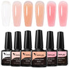 Hema-Free TPO-Free Gel Nail Polish 7.5ml, Glitter Jelly & Nude Shades, Soak-Off UV/LED Full Coverage French