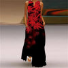 Elegant Sunflower 3D Floral Maxi Dress – Sleeveless V-Neck Summer Beach Sundress for Women