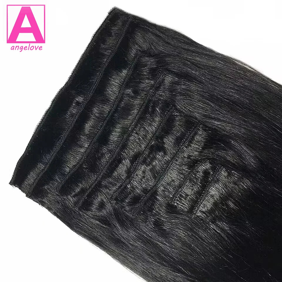 8-Piece 120g Clip-In Hair Extensions — Remy Human Hair Straight, 10–26 in (25–66 cm) — Natural Black / #4 / #613