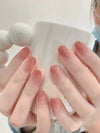 24-Pack Glossy Pink Medium Square Press-On Nails Full-Cover False Nails for Women