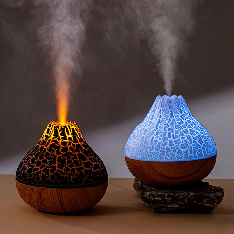 300ml USB Ultrasonic Volcano Air Humidifier Desktop Diffuser with 7-Color Night Light