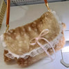 Deer Spotted Ribbon Plush Shoulder Bag - Mori Girl Elk Fluffy Fairycore Handbag