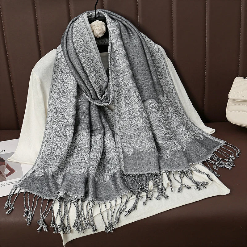 Cashmere-Feel Pashmina Shawl – Women's Warm Winter Scarf Wrap, 70 x 190 cm (27.6 x 74.8 in)