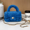 Plush Lamb Fur Small Handbag for Women Soft Chain Shoulder Clutch Square Fur Purse