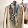 Women's Silk-Feel Printed Long Narrow Scarf 12 x 148 cm (4.7 x 58.3 in) - 50+ Colors | Headband & Shawl