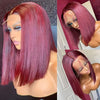 13x4 Lace Front Short Bob Human Hair Wig Transparent Swiss Lace, 613 Blonde, 99J Burgundy, Chocolate Brown, Natural Black