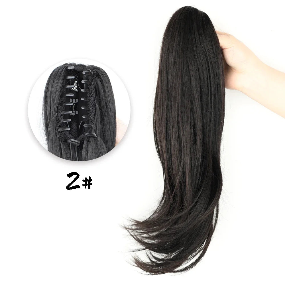 AZQUEEN 18-Inch (45 cm) Clip-In Wavy Ponytail Hair Extension - Heat-Resistant Synthetic, Layered Black/Brown