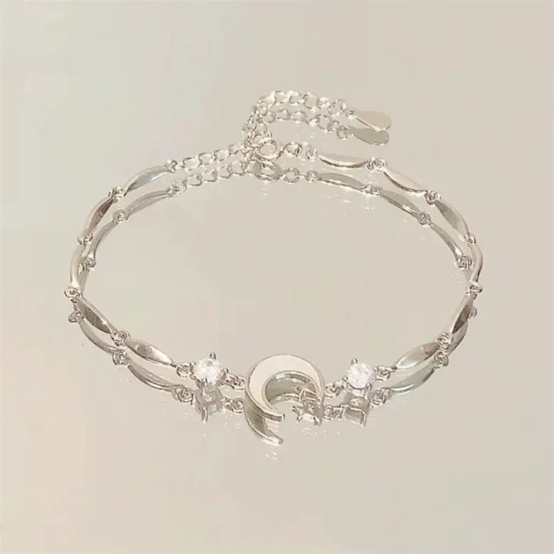 Pink Cherry Blossom Crystal Bracelet for Women & Girls – Bowknot Zircon Dainty Link Chain