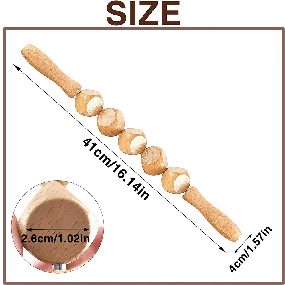 Wood Therapy Massage Roller and Gua Sha - Wooden Anti-Cellulite Slimming Massager for Body, Back & Feet