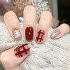 24pc Christmas Press-On Nails Set Medium Long Snowman Santa Snowflake Square Tips