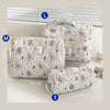 Quilted Cotton Makeup Bag – Zipper Cosmetic Organizer Box-Shaped Toiletry Case for Women & Girls