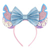 Sequin Snowflake Mouse Ear Headband with 5\" (12.7 cm) Bow – Kids & Adults Festival Party Cosplay Hairband