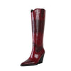 Kaky Pointed Toe Thick-Heel Western Knee-High Boots for Women