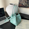 Personalized Faux Suede Bucket Bag for Women – Custom Letter Shoulder Tote, Luxury Party Handbag