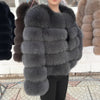 Women's White Faux Fox Fur Coat – Slim Plush Faux-Fur Winter Jacket