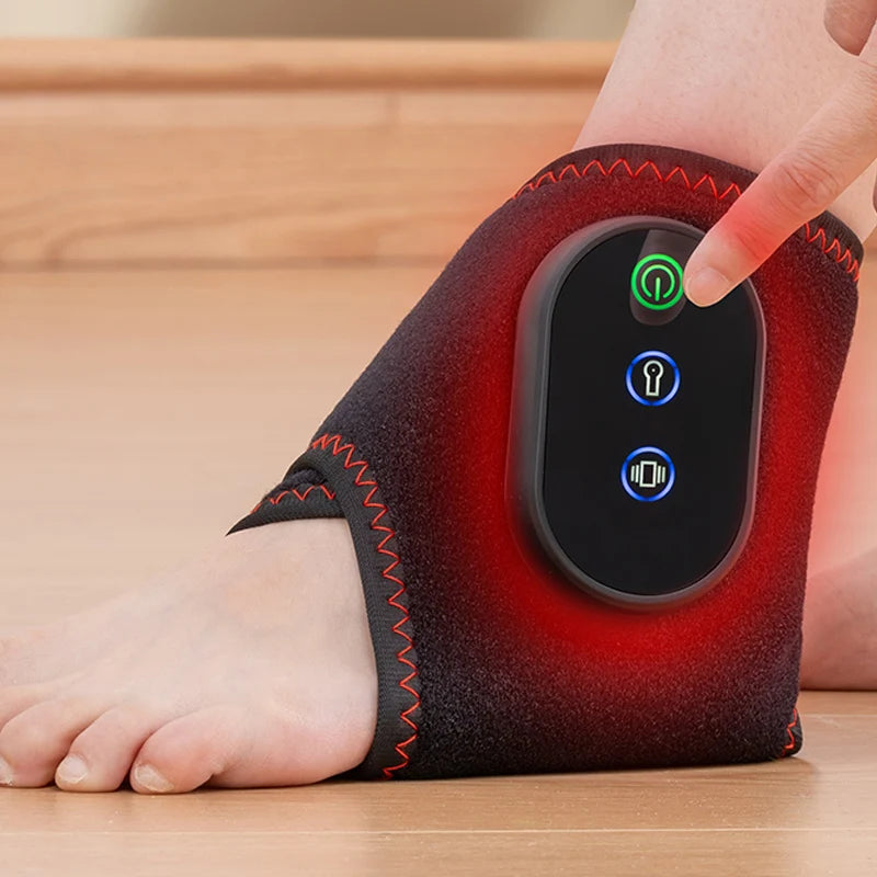 Rechargeable Ankle Massager with Heat & Vibration, Timer-Controlled Portable Foot Therapy