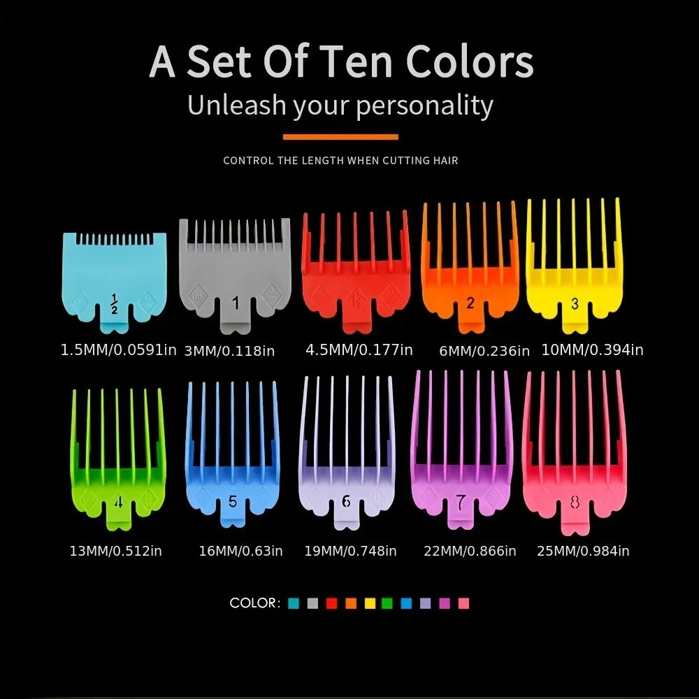 10-Pack Black Hair Clipper Guide Combs – Universal Trimmer Attachments for Barber & Home Salon