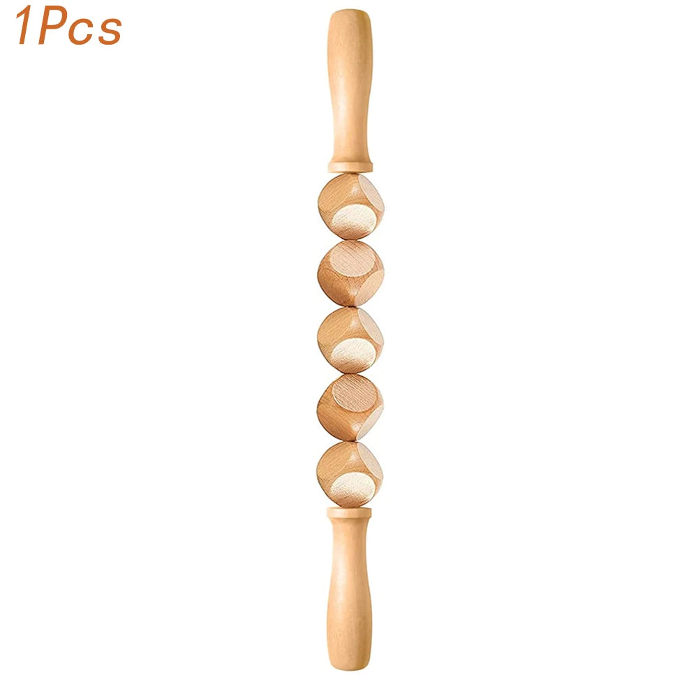 Wood Therapy Massage Roller and Gua Sha - Wooden Anti-Cellulite Slimming Massager for Body, Back & Feet