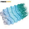Synthetic Braiding Hair Extensions 24 in (60 cm) Loose Deep Wave Ombre Brown Rainbow Twist Crochet 3-Pack