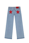 Blue High-Waisted Y2K Harajuku Baggy Jeans with Five-Point Star Embroidery Women's Casual Straight Denim