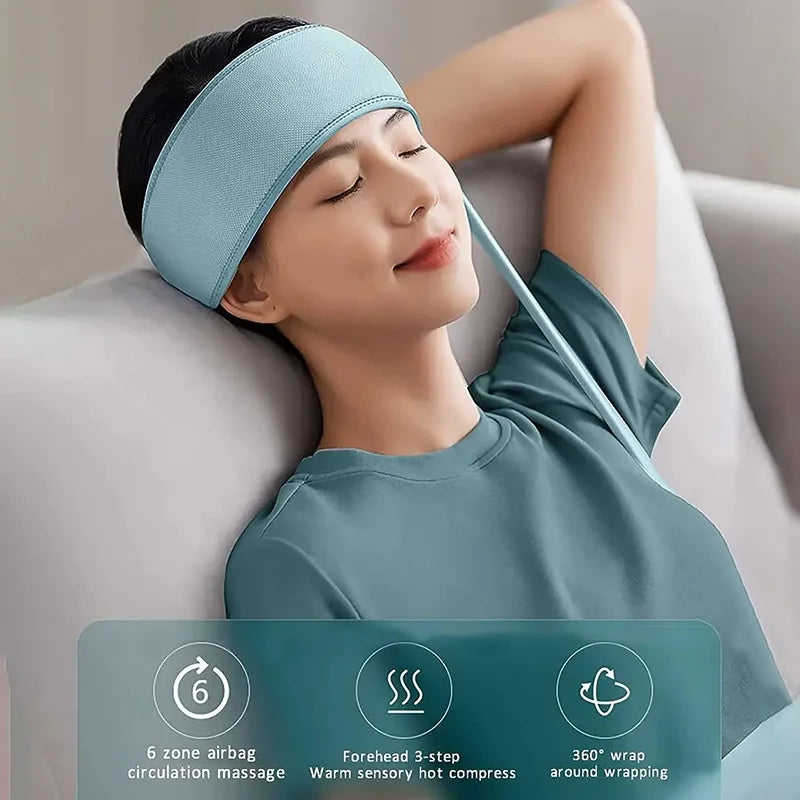 Electric Head & Scalp Massager — Airbag Pressure Massage with Heat Therapy and 360° Wrap for Deep Relaxation