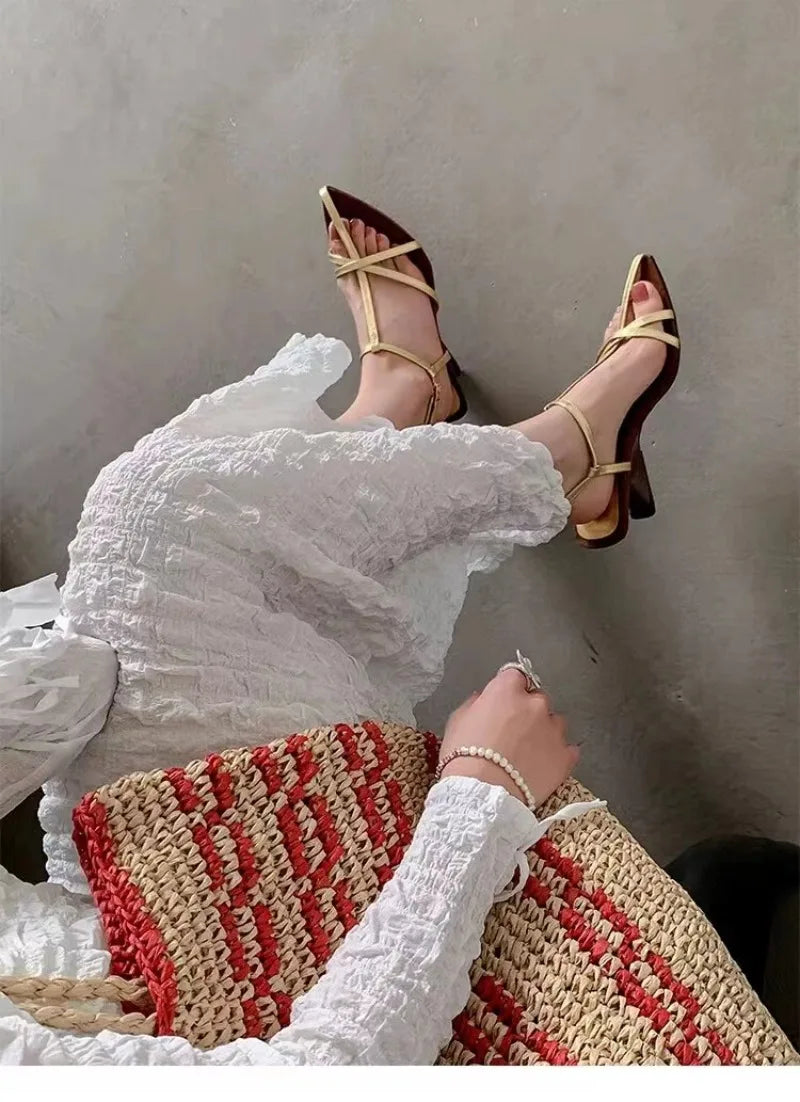 Women's Patent Leather Slingback Sandals - Mid Heel 3–5 cm (1.2–2.0 in) Buckle Strap Wedding & Formal Heels