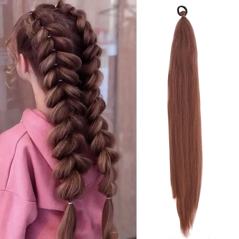 Women's Long Straight Ponytail Wig Extension - High-Temp Fiber, Festive & Braidable (1 Piece)