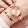 Women's Elegant Quartz Watch & Love Bracelet Set - Stainless Steel Strap, 29mm Dial