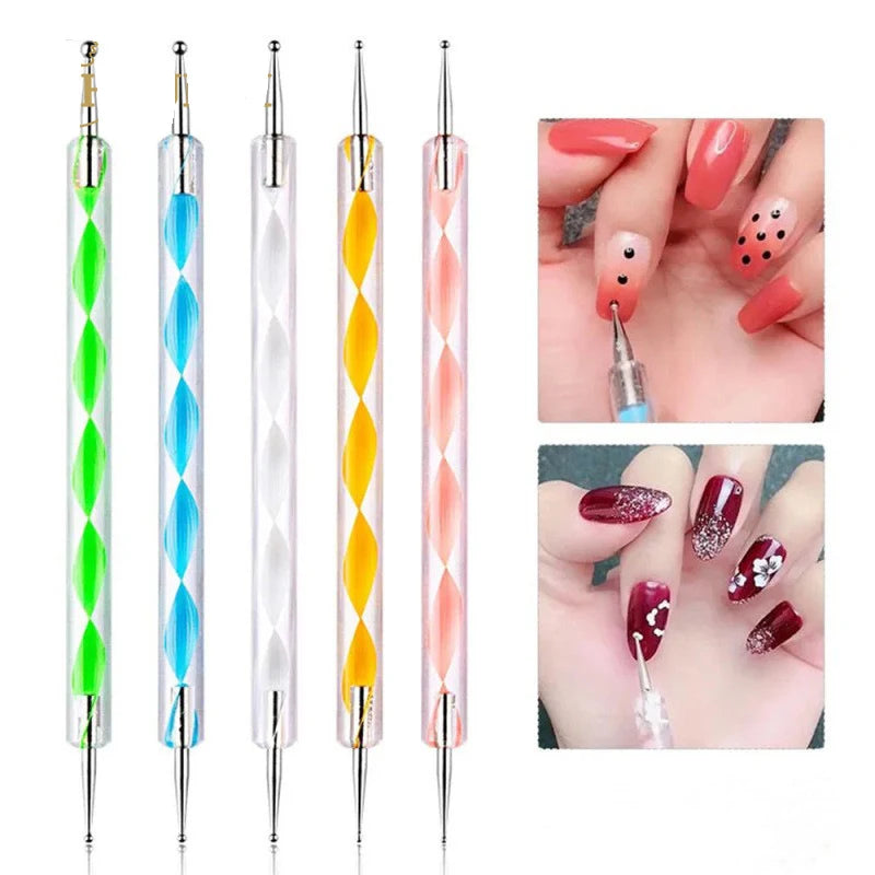 5-Pack Double-Ended Silicone Dotting Tools – Nail Art, Clay Sculpting & Cake Decorating Pens