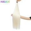 3-Pack 28-Inch (71 cm) Straight Crochet Braids Synthetic Hair Extensions High-Temperature Ombre Blonde Brown Gray