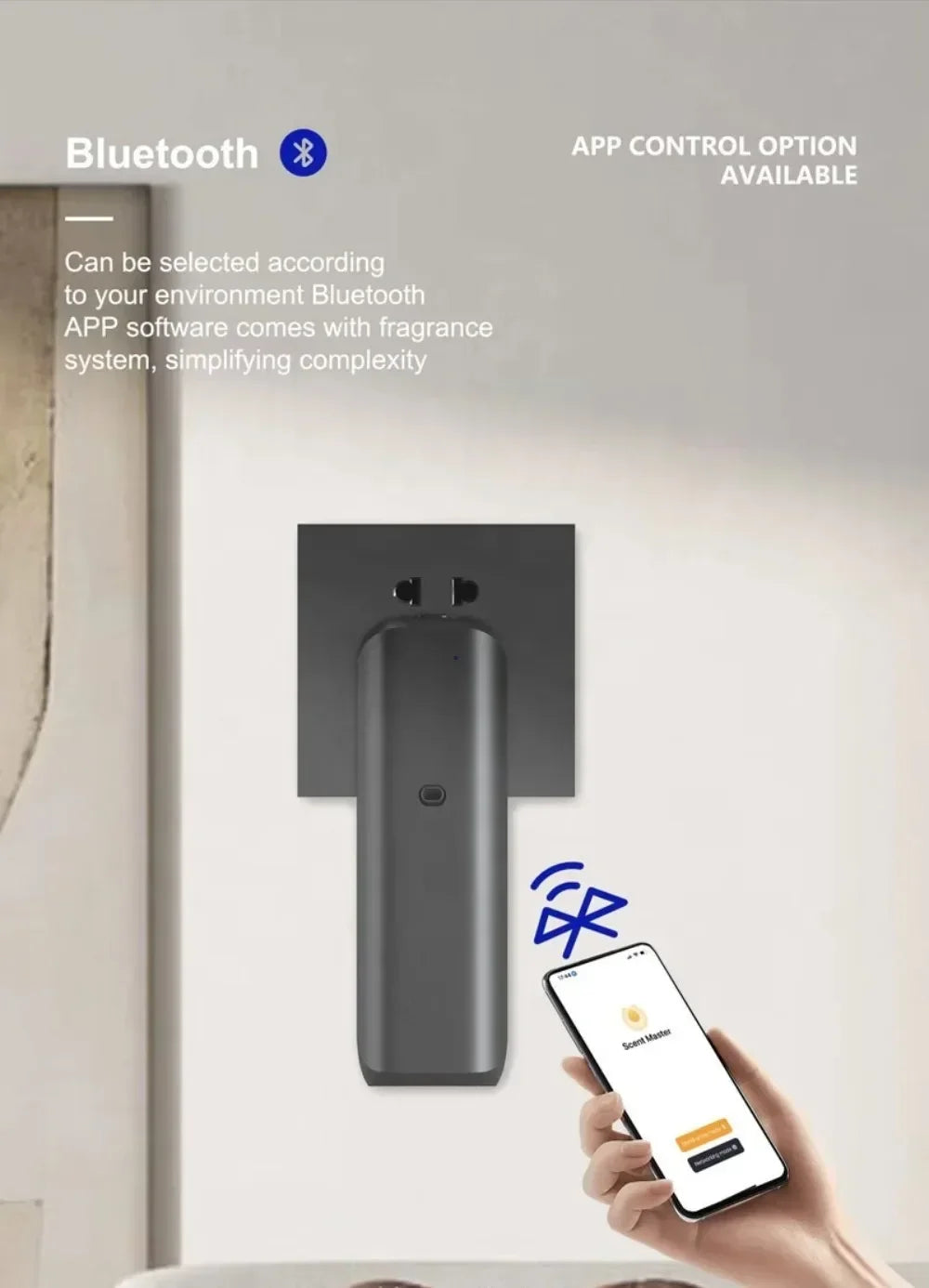 NAMSTE Plug-In Wall Fragrance Diffuser Waterless Smart Aroma Diffuser with Bluetooth 100ml Socket Mount for Home