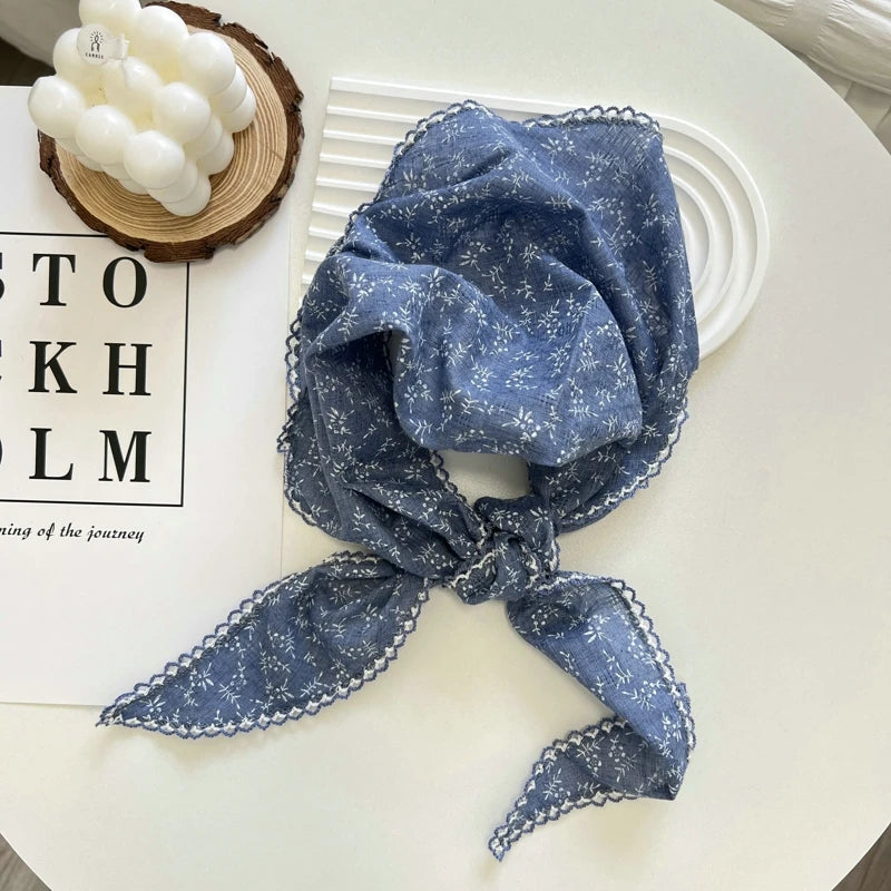 Floral Triangle Scarf for Women - Versatile Neck Shawl, Head Wrap & Bandana, 31.5–39.4 in (80–100 cm), Polyester