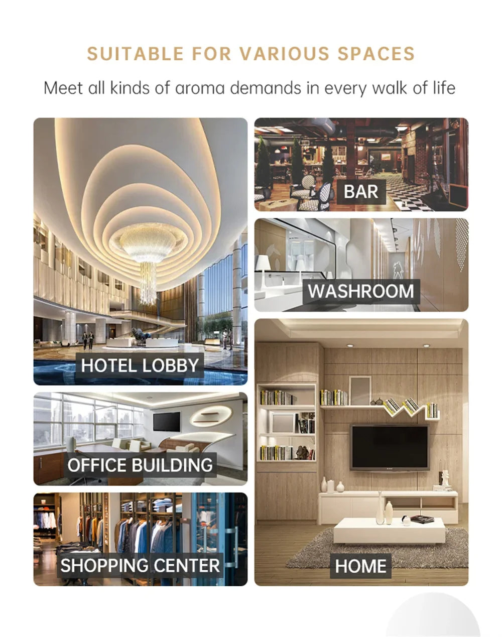 Smart Wall-Mounted Aroma Diffuser 350ml (11.8 fl oz) — WiFi & Bluetooth App Control, Low-Noise Scent Machine for Home & Hotel