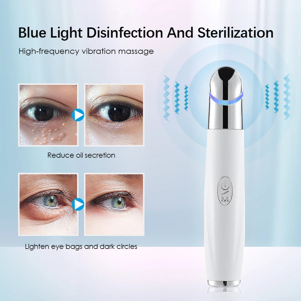 IPL Vibration Eye Massager – Blue/Red/Purple LED Therapy Pen with Hot Compress, Anti-Wrinkle & Dark Circle Care, USB-C Rechargeable