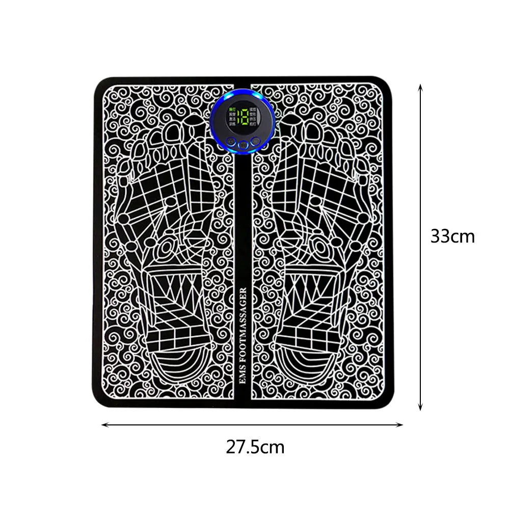 EMS Foot Massage Mat - 8 Modes USB Rechargeable Circulation Massager with Remote for Feet & Legs