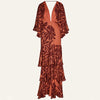 Vintage Summer Women's Long Ruffle Dolman Sleeve Printed Bandeau Sundress