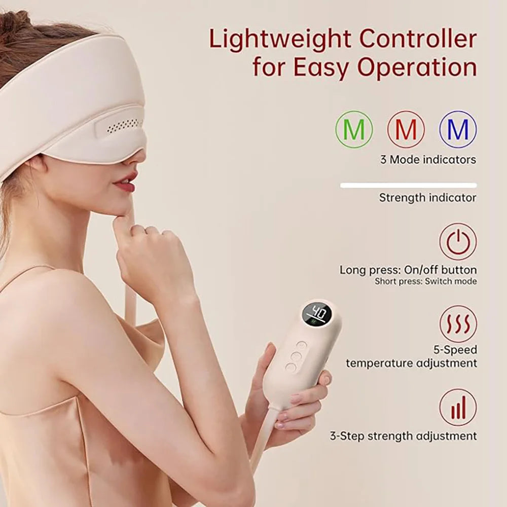 Electric Head Massager – Scalp & Eye Airbag Massager with Heat and Kneading, USB Rechargeable, 4 Modes