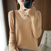 Women's V-Neck Cashmere-Blend Pullover Sweater - Loose Knit Jumper for Autumn/Winter, Casual Office