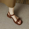 Summer Women's Low Heel PU Sandals – Square Heel Buckle Office & Casual Shoes