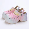 Leopard Platform Clogs for Women — Closed-Toe Chunky Wedge Sandals with Back Strap, Lightweight EVA Slip-On