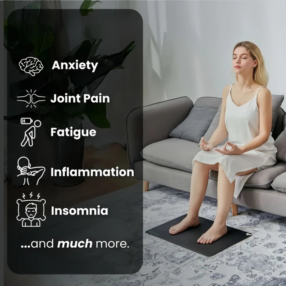 Earthing Grounding Mat for Sleep & Yoga — 12.6 x 29 in (32 x 74 cm) with 15 ft (4.6 m) Grounding Cord — Improve Sleep & Reduce Anxiety, No Batteries